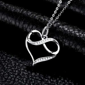 New Silver Sim. Diamond Infinity Heart Necklace